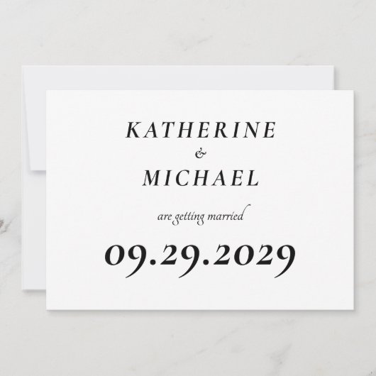 Elegante weiße Minimal-Hochzeitskarten Einladung (Vorderseite)