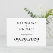 Elegante weiße Minimal-Hochzeitskarten Einladung (Stehend Vorderseite)