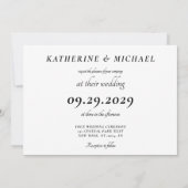 Elegante weiße Minimal-Hochzeitskarten Einladung (Rückseite)
