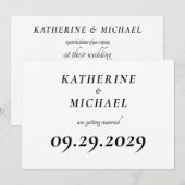 Elegante weiße Minimal-Hochzeitskarten Einladung (Vorne/Hinten)
