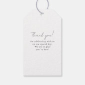 Elegante, weiße, minimale Hochzeit Geschenkanhänger (Rückseite)