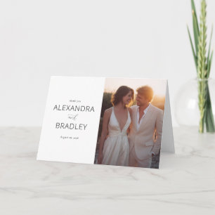 Elegante Weiße Minimalistische Hochzeit Dankeskarte