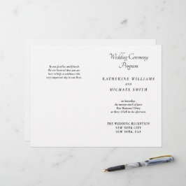 Elegante weiße minimalistische Hochzeitsprogramme