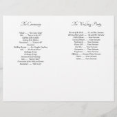 Elegante weiße minimalistische Hochzeitsprogramme (Rückseite)