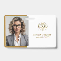 Elegante weiße minimalistische Mitarbeiter-Foto-ID