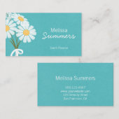 Elegante weiße mit Blumengänseblümchen rustikal Visitenkarte (Vorne/Hinten)