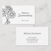 Elegante weiße mit Blumengänseblümchen Visitenkarte (Vorne/Hinten)