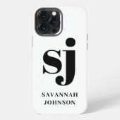 Elegante weiße Monogramm-Initialen iPhone Hülle (Rückseite)