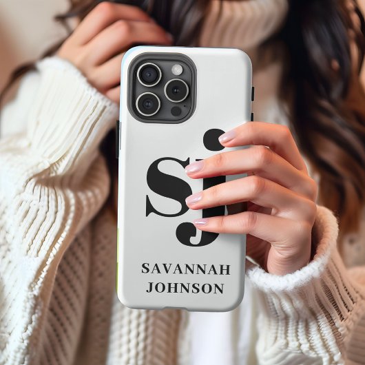 Elegante weiße Monogramm-Initialen iPhone Hülle