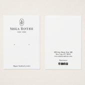 Elegante weiße Monogramm-Ohrring-Display-Karte (Vorne & Hinten)