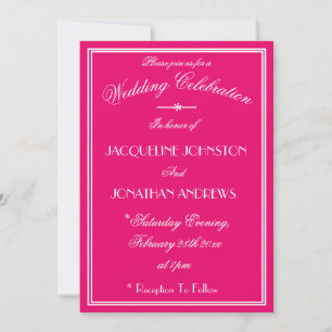 Elegante weiße Namen Details Rosa Hochzeit Elegant Einladung