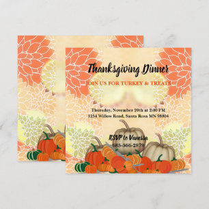 Elegante weiße orange Kürbisse Herbst Thanksgiving Einladung