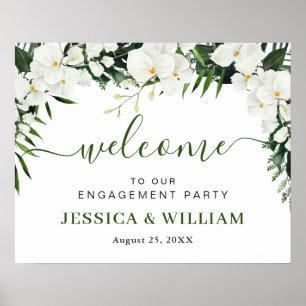 Elegante weiße Orchidee VERLOBUNGSPARTY Willkommen Poster