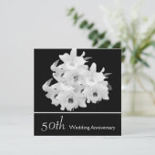 Elegante Weiße Orchideen 50 Jahre Einladung (Stehend Vorderseite)