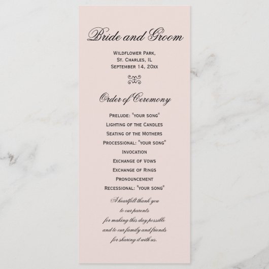 Elegante weiße Orchideen auf rosa Hochzeit Programm (Rückseite)