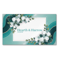 Elegante weiße Orchideen-Blumen mit Teal-Gold-Akze