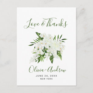 Elegante weiße Orchideen bohemian Hochzeit Danke Postkarte