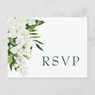 Elegante weiße Orchideen bohemian Hochzeit RSVP Postkarte