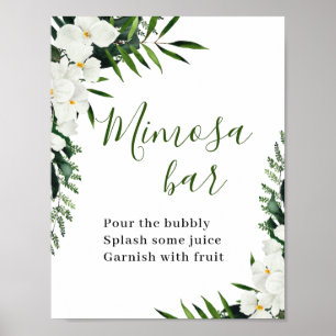 Elegante weiße Orchideen bohemian Mimosa Bar Schil Poster