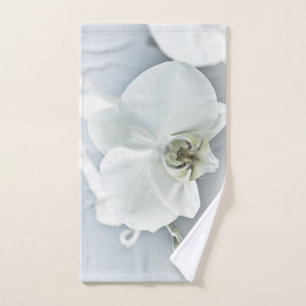 Elegante weiße Orchideen-Botanik-Kunst Handtuch