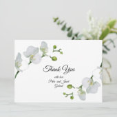 Elegante weiße Orchideen Dankeskarte (Stehend Vorderseite)