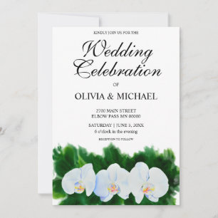 Elegante, weiße Orchideen Einladung