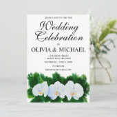 Elegante, weiße Orchideen Einladung (Stehend Vorderseite)