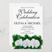 Elegante, weiße Orchideen Einladung (Vorne/Hinten)