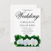 Elegante, weiße Orchideen Einladung (Vorne/Hinten)