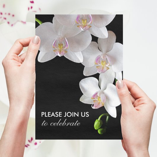 Elegante weiße Orchideen Einladungen für Hochzeite