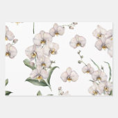 Elegante Weiße Orchideen Palmen Tropische Blüte Geschenkpapier Set (Vorderseite)