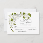 Elegante weiße Orchideenpflanze Hochzeitsszenario RSVP Karte (Vorderseite)