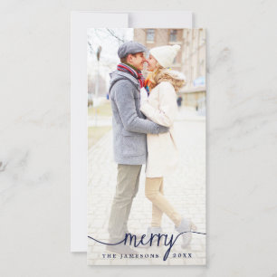 Elegante weiße Overlay Fotokarte Feiertagskarte
