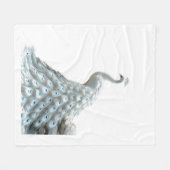 Elegante weiße Pfau-Wurfdecke Fleecedecke (Vorderseite (Horizontal))