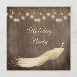 Elegante weiße Pfauen-Weihnachtsfeier für Unterneh Einladung
