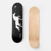 Elegante weiße Pferde-Silhouette auf schwarz Skateboard (Vorderseite)