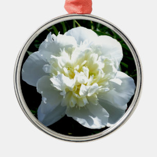 Elegante weiße Pfingstrose Blumen weiße Blume Foto Ornament Aus Metall