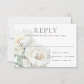 Elegante weiße Pfingstrosen Hochzeit RSVP Karte (Vorderseite)