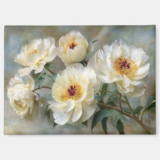 Elegante weiße Pfingstrosen in Blüte Magnet