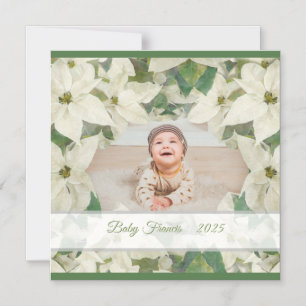 Elegante weiße Poinsettia Babyflachkarte Magneteinladung