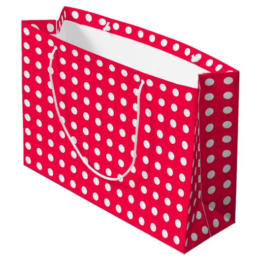 Elegante weiße Polka Dots Template Große Geschenktüte (Rückseite Schrägansicht)