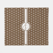 Elegante weiße Polka-Punkte auf braunem Monogramm Fleecedecke (Vorderseite (Horizontal))