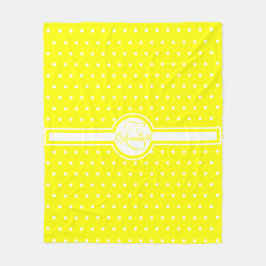 Elegante weiße Polka-Punkte auf gelben Monogramm Fleecedecke