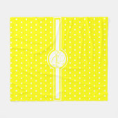 Elegante weiße Polka-Punkte auf gelben Monogramm Fleecedecke (Vorderseite (Horizontal))
