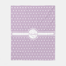 Elegante weiße Polka-Punkte auf Lila Monogramm Fleecedecke
