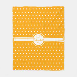 Elegante weiße Polka-Punkte auf Orange Monogram Fleecedecke