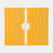 Elegante weiße Polka-Punkte auf Orange Monogram Fleecedecke (Vorderseite (Horizontal))