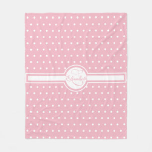Elegante weiße Polka-Punkte auf rosa Monogramm Fleecedecke