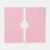 Elegante weiße Polka-Punkte auf rosa Monogramm Fleecedecke (Vorderseite (Horizontal))