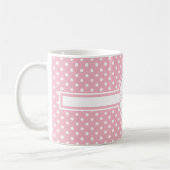 Elegante weiße Polka-Punkte auf rosa Monogramm Kaffeetasse (Links)
